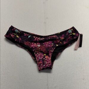 Victoria's Secret Black with Pink Floral Trim swim bikini NWT M